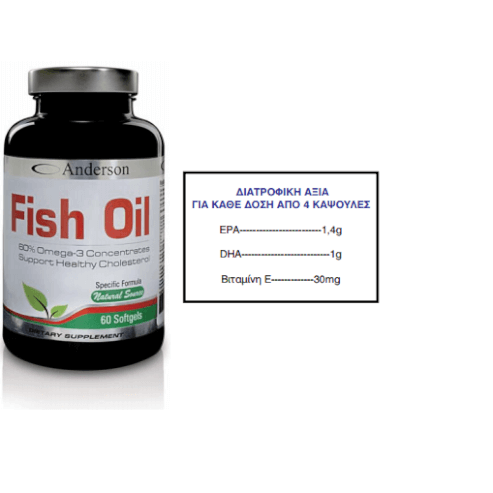 Anderson Fish Oil OmegaРибеното масло е богато на мастни киселини 60 капсули - 80,1g