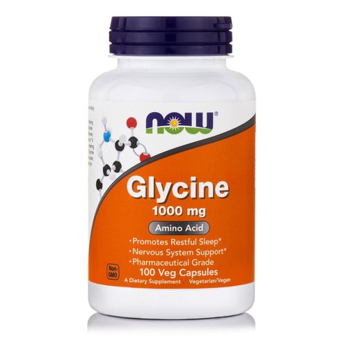 Now Foods Glycine 1000mg Хранителна добавка, която допринася за производството на енергия в тялото 100veg.caps