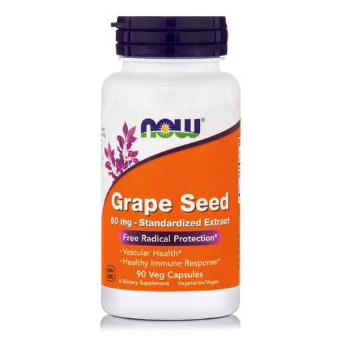 Now Foods Grape Seed 60mg Хранителна добавка за подобряване здравето на микроциркулацията 90 VegCaps