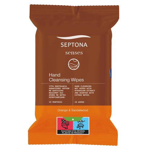 Septona Senses Hand Cleansing Wipes Orange & Sandalwood 15 бр