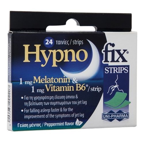 Uni-Pharma Hypno Fix Strips Хранителна добавка с мелатонин, 24 ленти