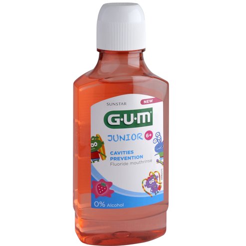 Gum Junior 6+ Cavities Prevention Fluoride Mouthrinse 3022 Устна вода за уста за бебе с аромат на ягоди 300ml