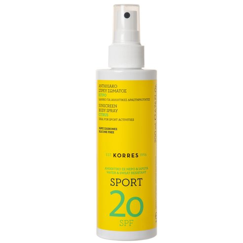 Korres Sport Body Spray Suncare SPF20 SPORT Слънцезащитен спрей за тяло с цитрон SPF20 200ml