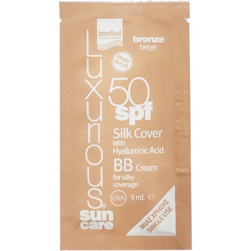 Δείγμα Luxurious Sun Care Silk Cover BB Cream with Hyaluronic Acid Spf50 Σκούρα Απόχρωση Bronze Beige 3ml