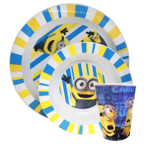 Stor Minions Пластмасов комплект за хранене от 3 части