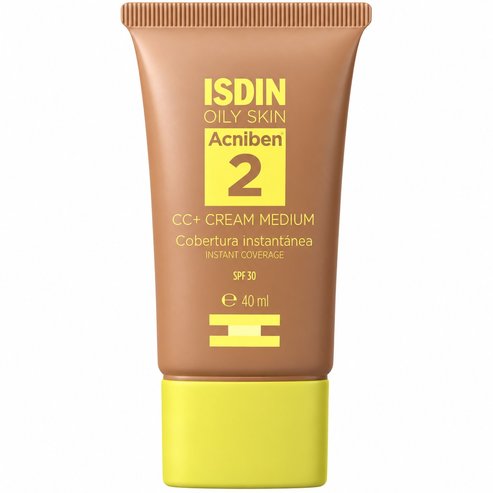 Isdin Acniben 2 Spf30 CC+ Cream Хидратиращ крем за лице с висока слънцезащита и цвят за мазна и склонна към акне кожа против несъвършенства 40ml - Medium