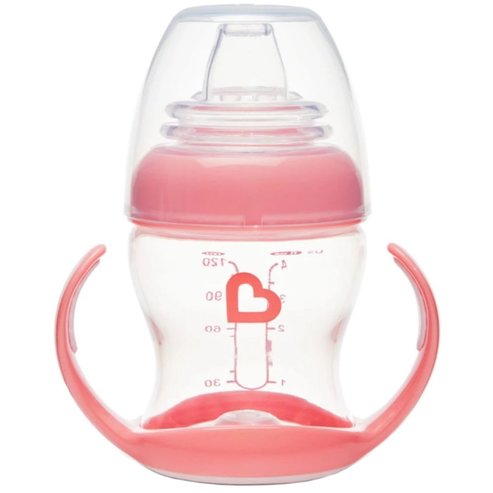 Munchkin Gentle Transition Cup 4m+, Чаша за тренировки без капки за преход към шише 118ml - Clear Pink