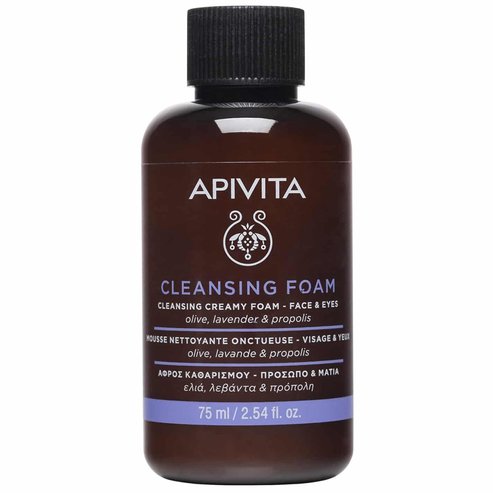 Apivita Cleansing Creamy Foam for Face & Eyes Кремообразна почистваща пяна за лице и очи с маслина, лавандула и прополис 75ml