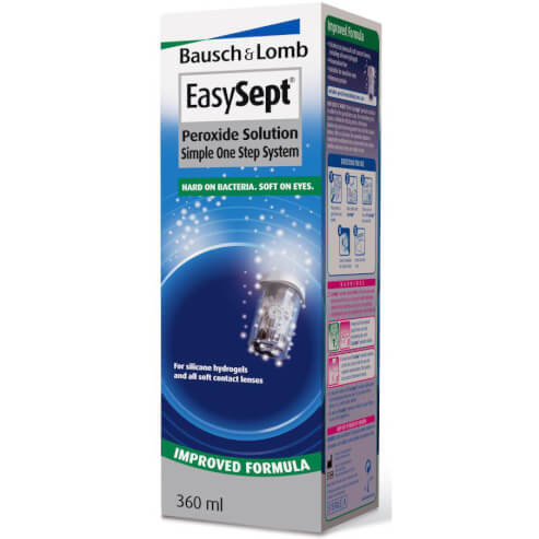 Bausch & Lomb EasySept Разтвор на водороден пероксид за дезинфекция и съхранение на всички видове меки контактни лещи 360ml
