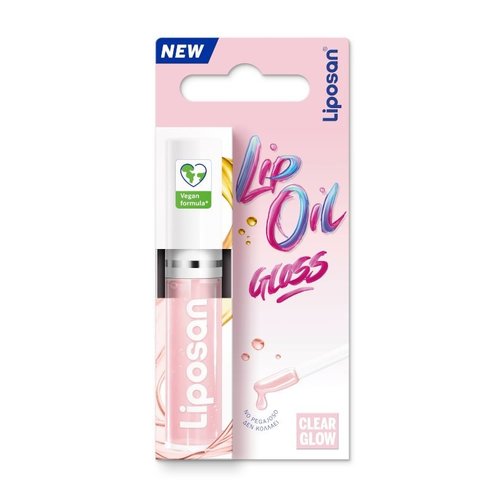 Liposan Lip Oil Gloss Clear Glow Мазен блясък за устни за усещане за блясък и тумор на устните 5.5ml