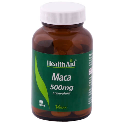 Health Aid Maca 500mg Хранителна добавка, Висококачествен билков екстракт за цялостен тонус на организма 60 табл.