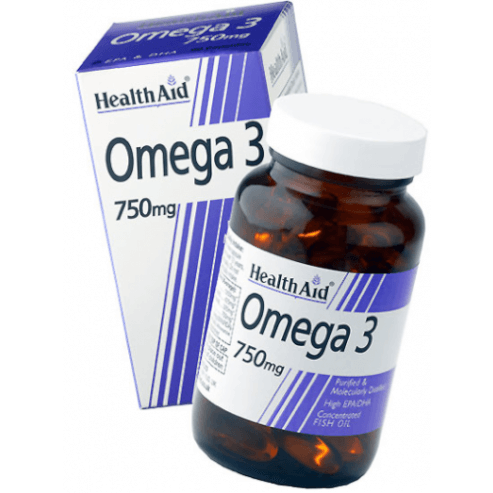 Health Aid ΟМЕГА  3 РИБЕНО МАСЛО 750 mg ОМЕГА 3 мастни киселини, 60 капсули