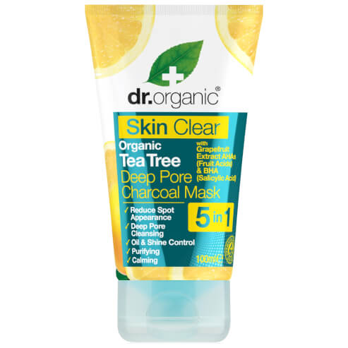 Dr Organic Skin Clear Organic Tea Tree Deep Pore Charcoal Mask Дълбоко почистваща маска за лице 100ml