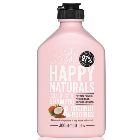 Happy Naturals Colour Care Shampoo Coconut & Rooibos Шампоан за блясък и подхранване на боядисана коса 300ml