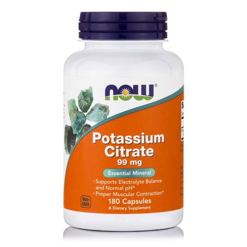 Now Foods Potassium Citrate 99mg Хранителна добавка, калиев цитрат за електролитен баланс в тялото 180 caps