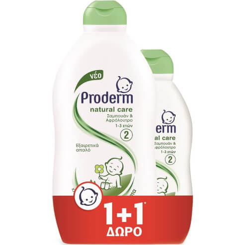 Proderm  PROMO PACK Kids Natural Care Шампоан и душ гел за деца 1-3 години 400мл & подарък допълнително количество 200ml