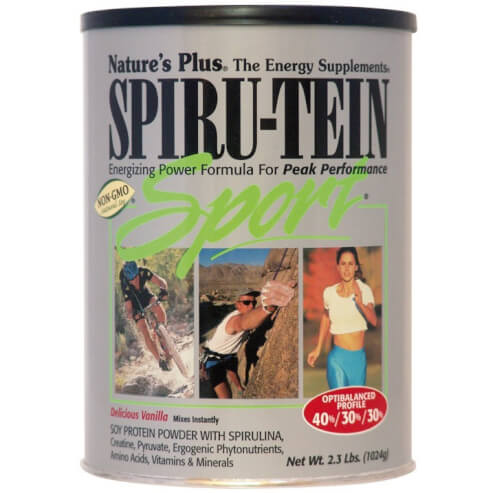 Natures Plus Spiru-tein Sport Хранителна добавка на прах с вкус на ванилия за енергия, издръжливост и мускулна сила 1024gr