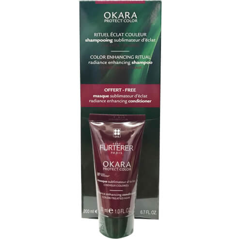 Rene Furterer Okara Shampoo Хайлайтър за боядисана коса 200мл и маска за подарък за защита на цвета 30ml