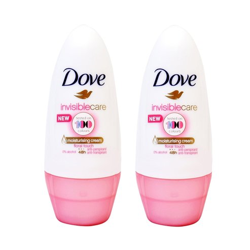 Dove Deo Roll On Invisible Care 48h Floral Touch Рол-он 48-часова защита против изпотяване без бели следи 1+1 Подарък, 2x50ml