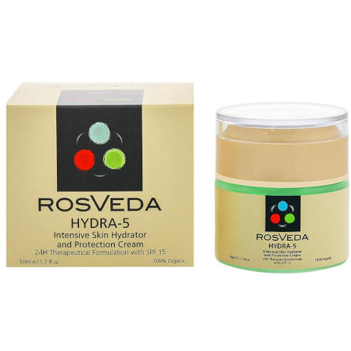 RosVeda Hydra-5 100% Билков състав, овлажнител, защитен гел за 24 -то хидратиращо лице със слънцезащита Spf15 50ml
