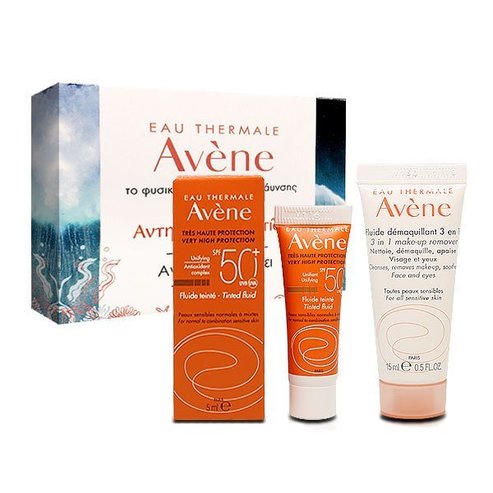 Δώρο Avene Eau Thermale Tinted Fluide Spf50+, 5ml & Fluide Demaquillant 3 in 1, 15ml