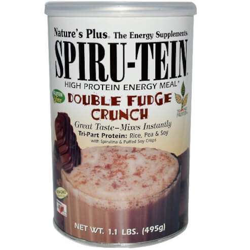 Natures Plus Spiru-Tein Хранителна добавка за енергия, в ароматизиран прах Double Fudge Crunch 495gr