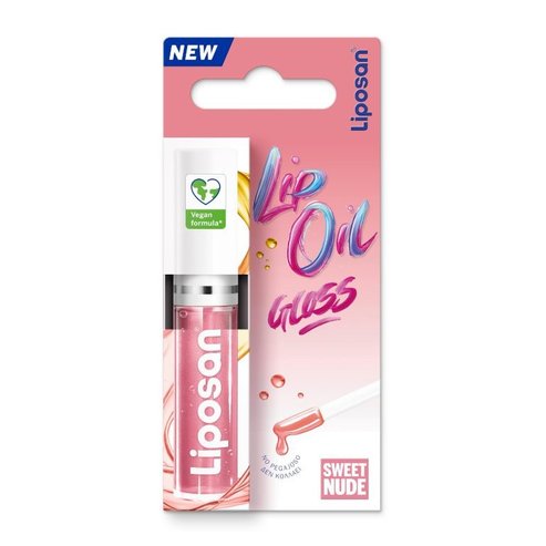 Liposan Lip Oil Gloss Sweet Nude Мазен блясък за устни за усещане за блясък и тумор на устните 5.5ml