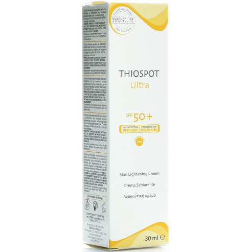 Synchroline Thiospot Ultra Spf50+ Избелващ слънцезащитен крем за лице Много висока защита срещу петна 30ml