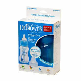 Dr. Brown\'s Natural FLow 824 Пластмасова бутилка със силиконово зърно с естествен поток с широко гърло 2бр, 2x240ml
