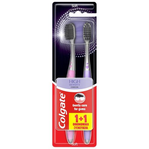 Colgate High Density Charcoal Toothbrush Soft 2 Парче - Розово / Лилаво