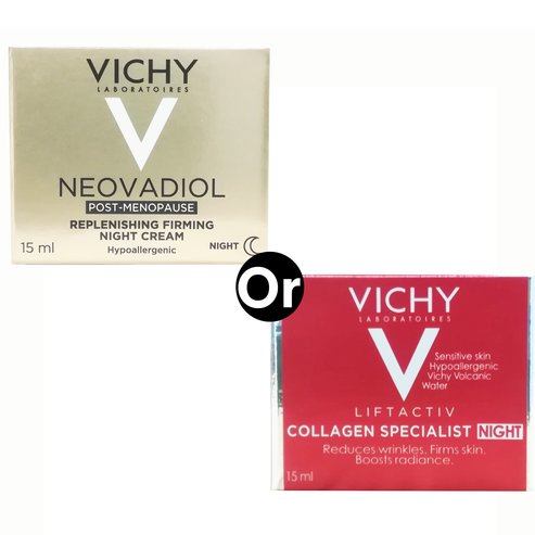 Vichy Подарък Neovadiol Peri Menopause Night ή Liftactiv Collagen Specialist Night Нощен крем за лице против стареене 15 мл - произволен избор