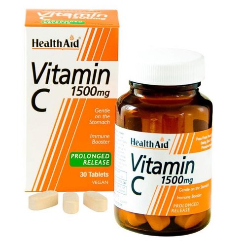Health Aid Vitamin C 1500mg Prolonged Release, Βитамин C Бавно освобождаване  лесни за абсорбиране 30 таблетки