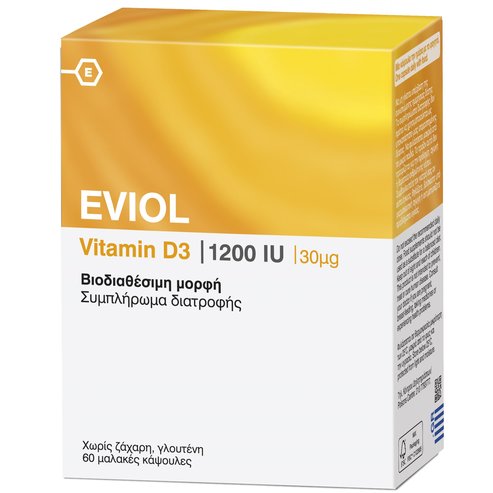 Eviol Vitamin D3 1200IU/30μg Хранителна добавка за нормалното усвояване на калция от организма 60 Soft.Caps