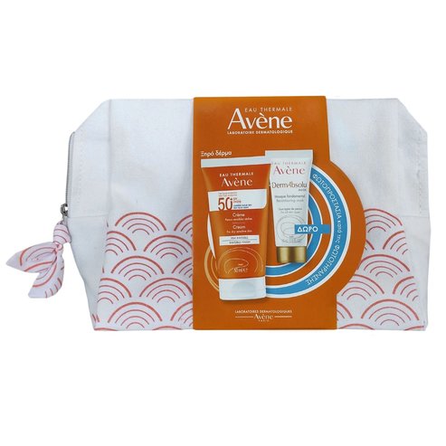 Avene PROMO PACK Sunscreen Face Cream Spf50+, 50ml & Подарък Avene DermAbsolu Recontouring Face Mask 15ml & торбичка