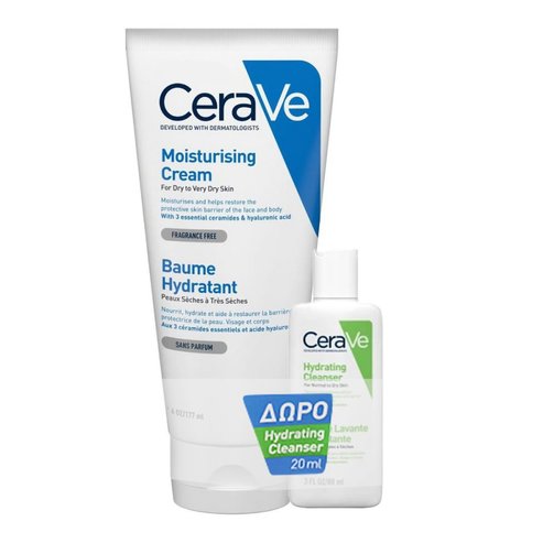 CeraVe Promo Moisturising Cream for Dry to Very Dry Skin 177ml & Подарък Hydrating Cleanser 20ml
