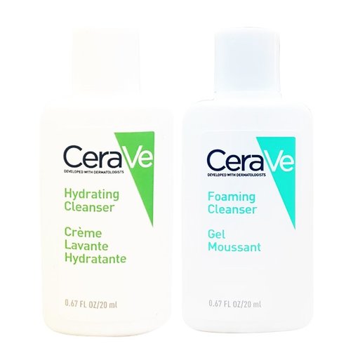 CeraVe Подарък Hydrating Cleanser Хидратиращ почистващ крем за лице и тяло за нормална - суха кожа 20 мл и пенещ се почистващ гел за лице и тяло за нормална - мазна кожа 20ml