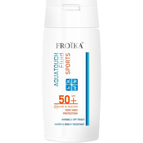 Froika Aquatouch Sunscreen Sports Spf50+ Fluid Слънцезащитен продукт за лице & тяло с лека течна текстура, много висока защита, изключително устойчив на вода & пот, идеален за Outdoor Sports 100ml