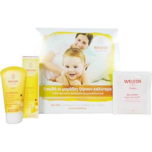 Weleda Подарък Mini Sizers Organic Nursing Tea 2g, Calendula Babycream 10ml & Shampoo-Shower Gel 20ml