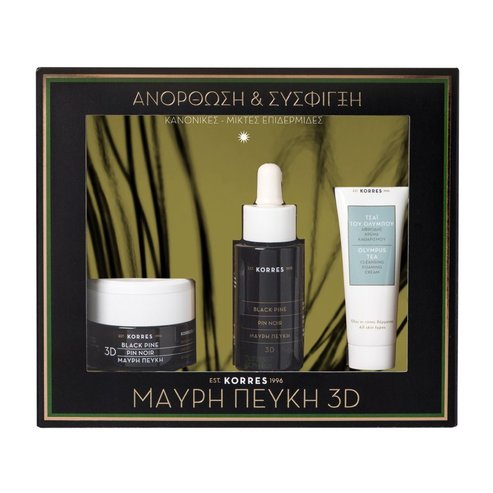 Korres Промо к-т 3D Дневен крем с черен бор за нормал./комб. кожа 40ml& Serum 3D 30ml & Olympus Tea Cleansing Foaming Cream 16ml