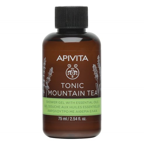 Apivita Tonic Mountain Tea Мини душ гел с етерични масла Душ гел с етерични масла 75ml