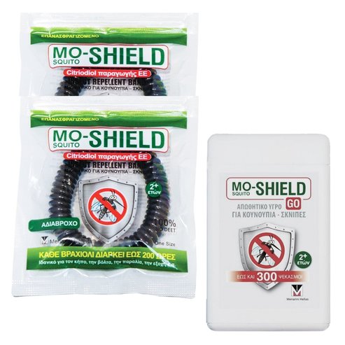 Menarini Mo-Shield PROMO PACK Repellent Waterproof Band Black 2 бр & Подарък Go Repellent Body Liquid Spray 17ml