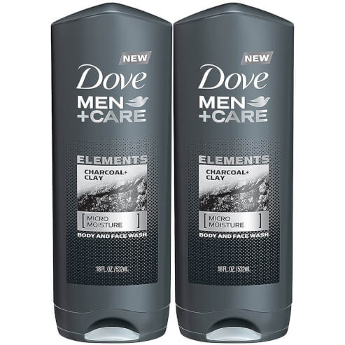 Dove Промо комплект Men+Care Elements Body and Face Wash, Charcoal and Clay Душ гел за мъже 2x400ml