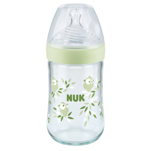 Nuk Nature Sense Glass Bottle Silicone Medium 0-6m Код 10745119, 240мл - Зелен