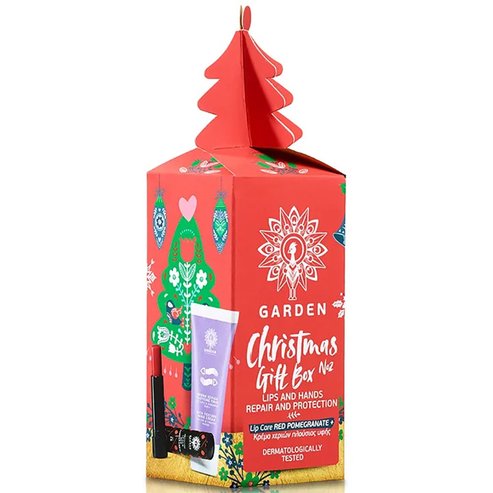 Garden Christmas Gift Box No2 PROMO PACK Lip Balm Red Pomegranate Spf15, 5.2gr & Rich Texture Hand Cream 30ml