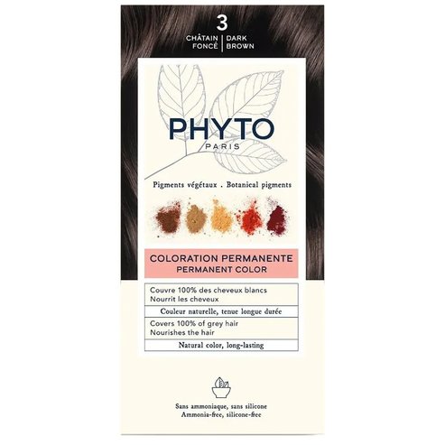 Phyto Permanent Hair Color Kit 1 Брой - 3 Тъмнокафяви