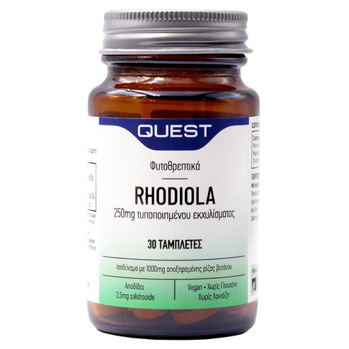Quest Rhodiola 250mg Extract Хранителна добавка с екстракт от корени на растение Родиола за управление на стреса 30tabs